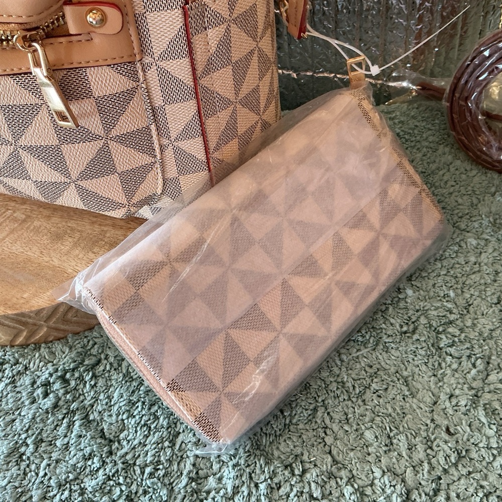 Geometric Pattern Backpack with Wallet NWT - image 3